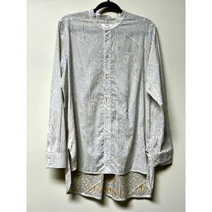 Billy Reid White and Gray Casual Button Down Shirt
